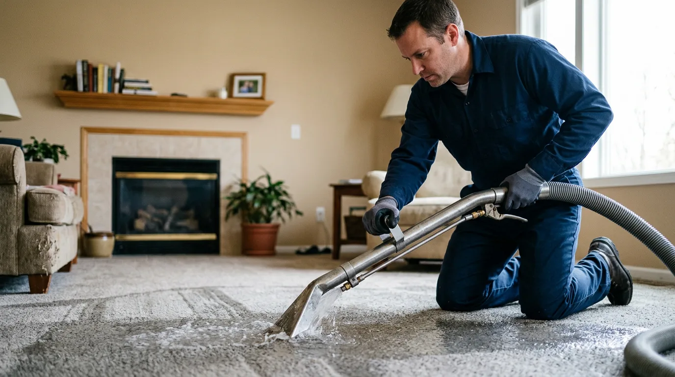 Water damage restoration technician working near Colona, IL